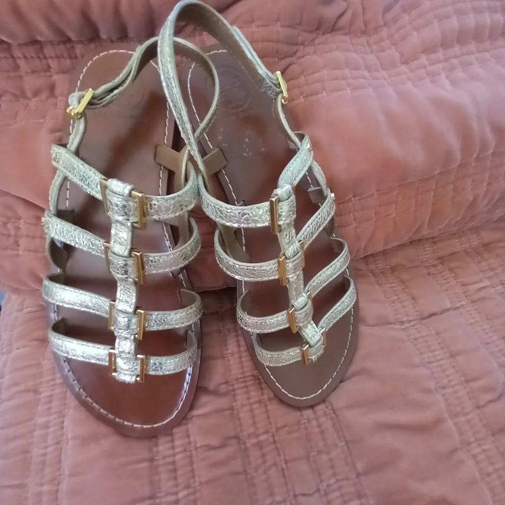 Tory Burch Metallic Gold Strappy Gladiator Sandals